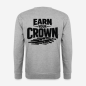 Preview: EARN YOUR CROWN Pullover in grau mit Rückendruck